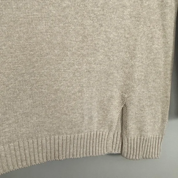 Brochu Walker women oatmeal crewneck knit pullover sweater with front left slit